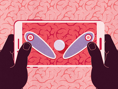 Game brain app brain brains conceptual editorial editorial illustration game gamer gaming illustrator medical neurology pattern pink play science science illustration textured textures vector