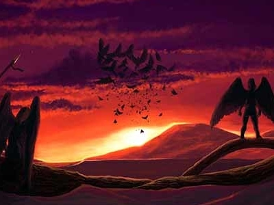 Festival of Hunts angels digital painting illustration sunset