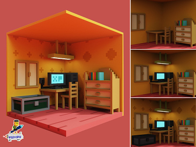 Little Room 3d 3dillustration 3dmodeling b3d blender3d diorama game design gameart illustration isometric low poly lowpolyart magicavoxel pixelart room voxel voxel game voxel room voxelart