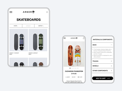 Arbor Collective — E-store arbor design e commerce e store figma grid skateboard typography ui uprock ux webdesign