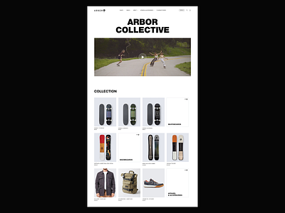 Arbor Collective - Website arbor design e commerce e store figma grid homepage skateboard typography ui uiux webdesign