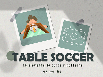 Table soccer set design graphic design illustration vector