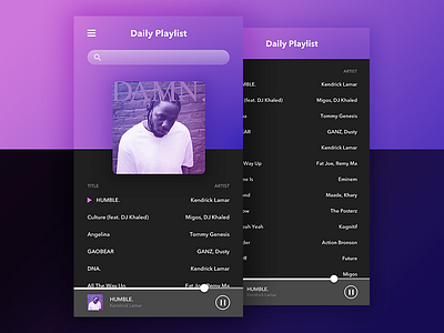 Daily Playlist UI daily design gradient interface music player playlist sketch ui