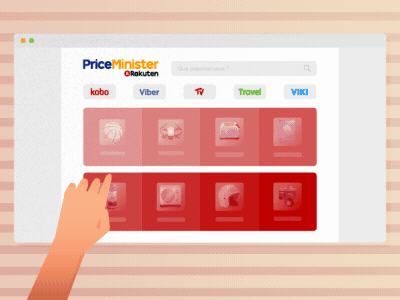 Rakuten PriceMinister 2d animation interface logo motion