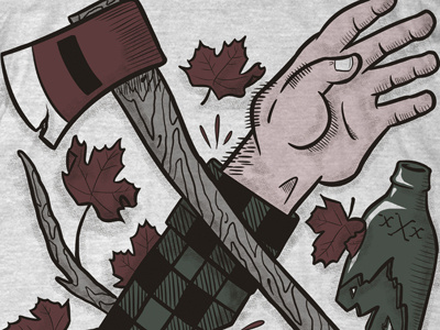 Jack apparel axe bottle hand illustration leaf