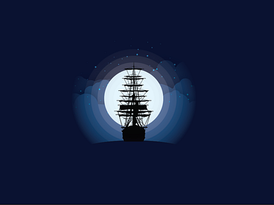 ship at moonlight