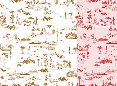 Hollywood Hills Toile de Jouy Print Set design estampa fashion illustration pattern print repeat repeating