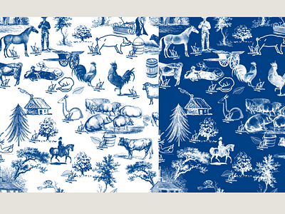 Farm House Animal Toile Print Set