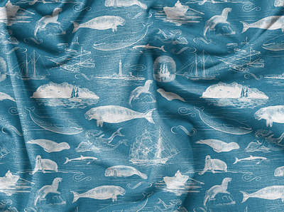 Marine Mammals Toile Pattern Set branding design estampa fashion graphic design illustration pattern print repeat repeating