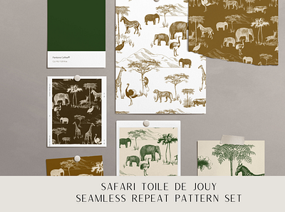 Safari Animal Toile Pattern Set branding design estampa fashion graphic design illustration pattern print repeat repeating