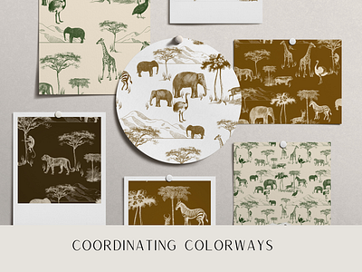 Safari Animal Toile Pattern Set