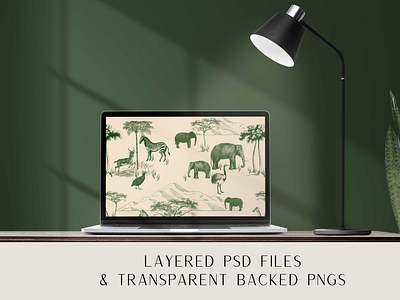 Safari Animal Toile Pattern Set