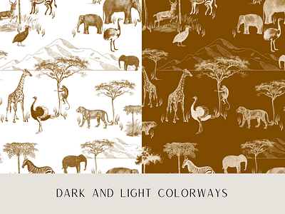 Safari Animal Toile Pattern Set