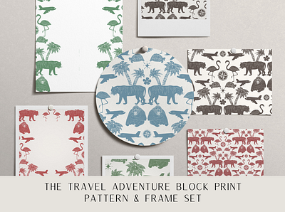Travel Adventure Pattern & Frame Set branding design estampa fashion graphic design illustration pattern print repeat repeating