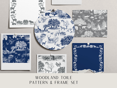 Woodland Toile de Jouy Pattern and Frame Set