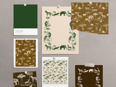 Safari Animal Toile Pattern & Frames design estampa fashion graphic design illustration pattern print repeat repeating textile