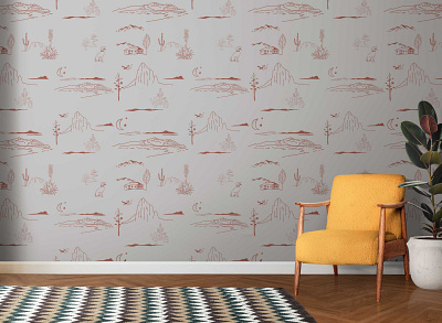 Bespoke Southwestern-Style Guest Room Wallpaper branding design estampa fashion graphic design illustration pattern print repeat repeating