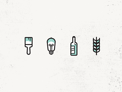 Icons drinks iconography icons industrial lightbulb paint brush ui ux