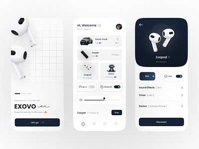 Gadget controller / Light mode ☀️ airpods android app application clean control earphone gadget minimal minimalist mobile modern product design remote ui user interface ux
