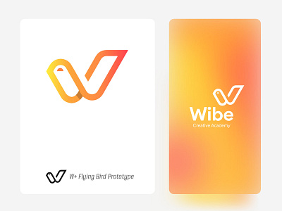 wibe Logo academy bird brand branding logo logodesign logotype uiux w w logo w monogram web
