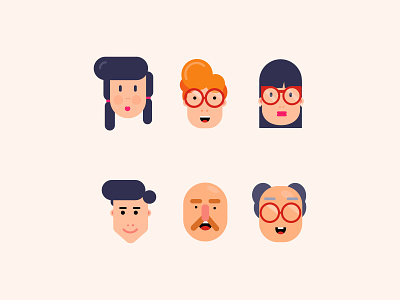 Characters face faces flat flat character flat character design flat faces flat ui illustraion person persons ui