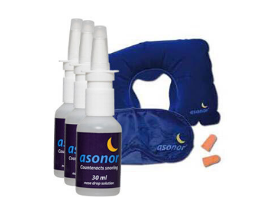 3 Bottles of Asonor 30ml Anti Snoring Solution with Travel Kit