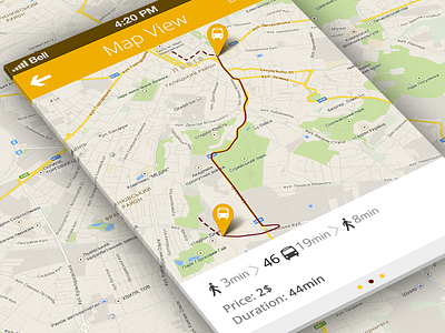 Map view bus clean design flat ios iphone lviv map pin ui