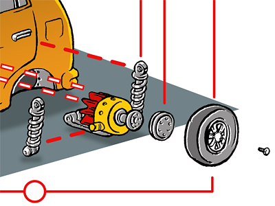 Car wheel car printed illustration