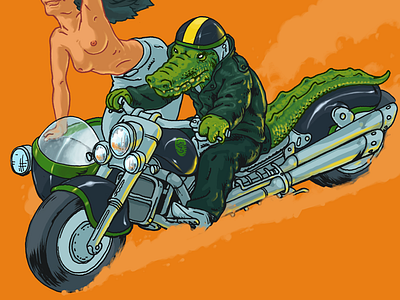 Crocodile biker bike crocodile cruiser tail