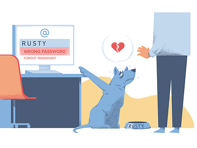 "Don't use pets names as passwords" illustration:) dog illustration password pet why