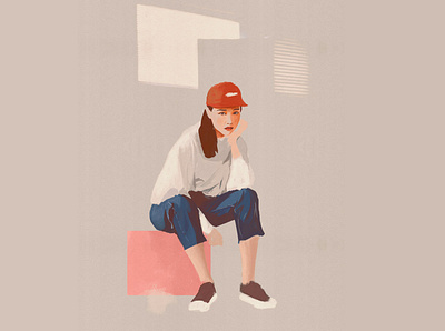 cube character chill culture digital girl illustration lofi style versionvadi woman