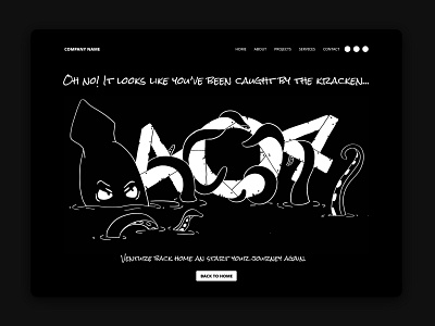 404 Kraken Page 404 error 404 error page 404 page 404page black dark dark ui illustration illustrator kracken kraken web webdesign website website concept website design