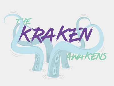 The Kraken Awakens branding green grunge illustration kraken logo monster purple retro water