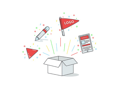 Package contents icon app branding design flat icon identity illustration mark minimal red services ui ux vector web