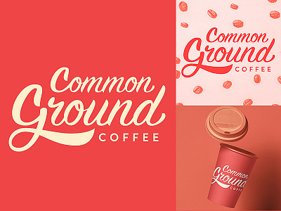 Common Ground Coffee Logo branding coffee food identity lettering logo logodesign logotype red type typography vector