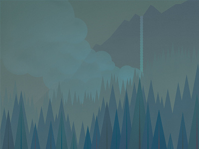 Forest forest geometric illustration mountain star trees wars waterfall