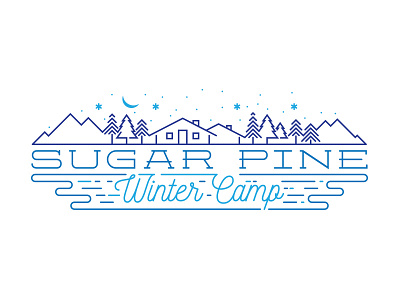 Sugar Pine Winter Camp blue cabin cold forest ice line mountain night pine tree winter woods