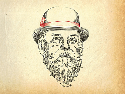 Old Man Dan's Pickled Eggs beard christmas engraving holiday illustrator ink line old paper red rustic