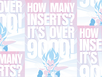 Over 9000 anime blue dragonball inserts manga pink print vegeta