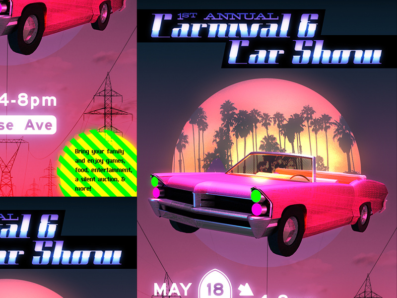 Carnival & Car Show socal angeles los hills beverly convertible cadillac pink retro 80s