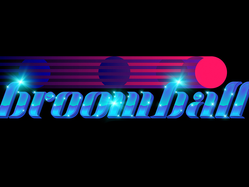 Broomball chrome gradient 80s blue geometric retro