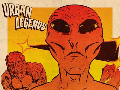 Urban Legends alien bigfoot horror loch ness monster poster retro sasquatch ufo vintage
