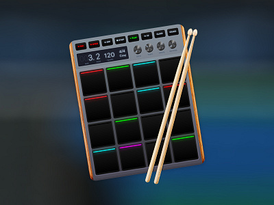 GarageBand Icon aqua drum drums gui guitar icon interface macos midi music pad ui ux