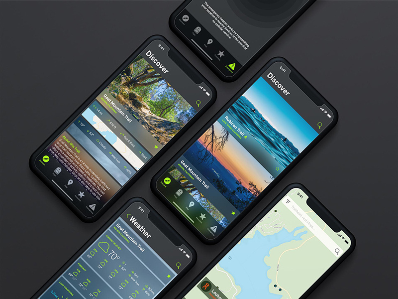 esc app social map ux ui app camping fishing backpacking hiking outdoor escape esc