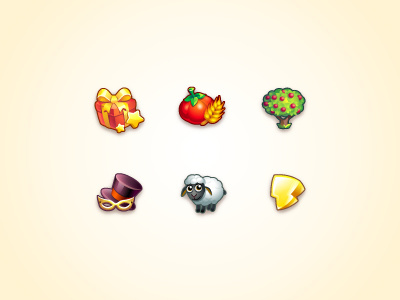 Icon set for game store energy game hat icon illustration illustrator sheep tomato tree vegetable