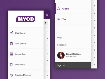 Myob mobile navigation