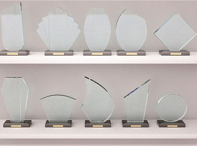 glass trophies travel trophies typography vector