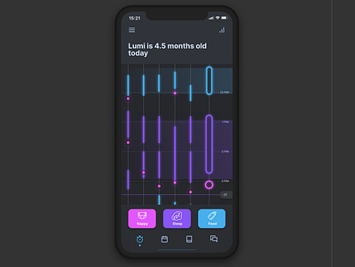 Baby Sleep Tracker Mobile App concept dark dark ui framer prototype tracker ui
