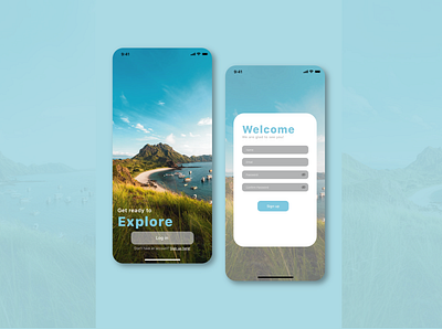 100Days UI Challenge: Travel Apps - Explore app design dailyui design design app illustrations interface signup ui ui ux ux ux design