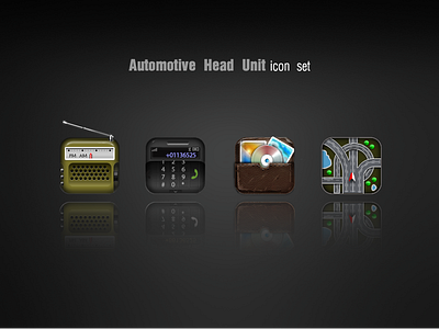 Automotive Head Unit icons set icon photoshop